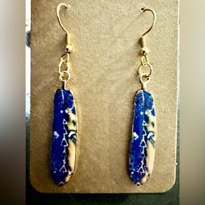 NWT feather boho earrings blue and peach